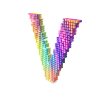 Rainbow Pixel Alphabet Letter V PNG & PSD Images