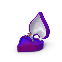 Amber Silver Ring In Heart Shaped Blue Box PNG & PSD Images