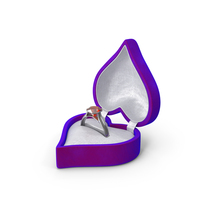 Amber Silver Ring In Heart Shaped Blue Box PNG & PSD Images