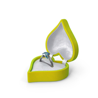Aquamarine Silver Ring In Heart Shaped Green Box PNG & PSD Images