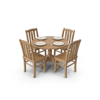 Tound Retro Table And Chairs PNG & PSD Images