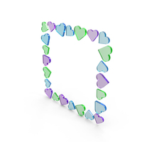 Colorful Glass Hearts Frame PNG & PSD Images