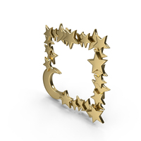 Gold Moon Stars Frame PNG & PSD Images