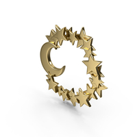Gold Round Frame With Moon Stars PNG & PSD Images