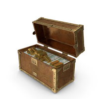 100 Euro Money Lots Gold Treasure Box PNG & PSD Images