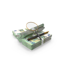 100 Euro Money Notes Currency Single Bill Magnify Pen PNG & PSD Images