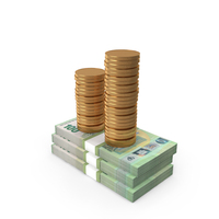 100 Euro Money Notes With Gold Coins PNG & PSD Images