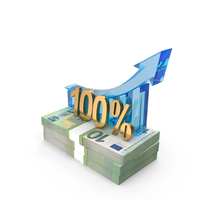 100 Percent Arrow Growth On 100 Euro Money Notes PNG & PSD Images