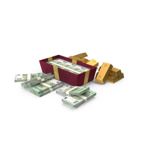 Box Gold Biscuit Lots 100 Euro Money Notes PNG & PSD Images