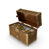 20 Euro Money Lots Gold Treasure Box PNG & PSD Images