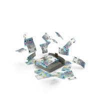 Brief Case Falling 20 Euro Money Bill PNG & PSD Images