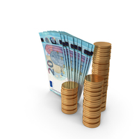 Coins With 20 Euro Money Notes Bills Currency PNG & PSD Images