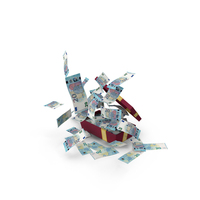 Gift Box Full Out Fly 20 Euro Money Notes PNG & PSD Images
