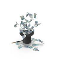 Magic Hat 20 Euro Money Fly Out PNG & PSD Images