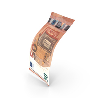 50 Euro Money Single Note Falling Verticle PNG & PSD Images