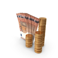 Coins With 50 Euro Money Notes Bills Currency PNG & PSD Images