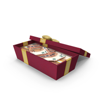Gift Box Open With 50 Euro Money Notes PNG & PSD Images