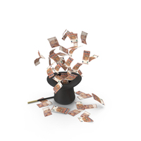 Magic Hat 50 Euro Money Fly Out PNG & PSD Images