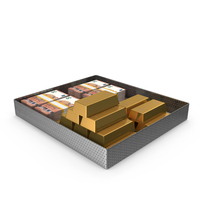Tray With 50 Euro Money Gold Biscuits PNG & PSD Images