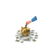 Brasil 200 Reais Note Save Hand Hold Gold Piggy Bank PNG & PSD Images