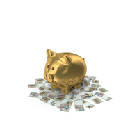 Circular Arranged Brasil 200 Reais Notes Gold Piggy Bank Few PNG & PSD Images