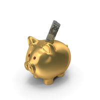 Gold Piggy Bank Brasil 200 Reais Note Folded Save PNG & PSD Images