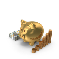 Golden Piggy Bank Save Gold Brasil 200 Reais Notes PNG & PSD Images