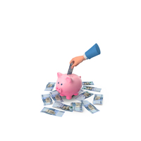 Dominican 2000 Pesos Save Hand Hold Pink Piggy Bank PNG & PSD Images