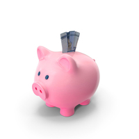Pink Piggy Bank Many Dominican 2000 Pesos Folded Save PNG & PSD Images