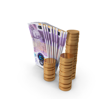 Coins With England 20 Pound Money Notes Bills Currency PNG & PSD Images