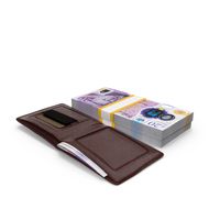 Leather Wallet Open Bill England 20 Pound Money PNG & PSD Images