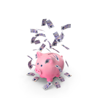 Piggy Bank Save Falling England 20 Pound Notes PNG & PSD Images