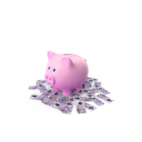 Piggy Bank Save Ground England 20 Pound Notes PNG & PSD Images