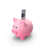 Pink Piggy Bank Save England 20 Pound Note PNG & PSD Images