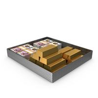Tray With England 50 Pound Money Gold Biscuits PNG & PSD Images