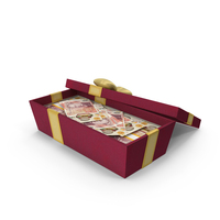 Gift Box Open With England 50 Pound Money Notes PNG & PSD Images