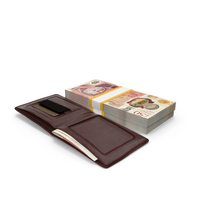 Leather Wallet Open Bill England 50 Pound Money PNG & PSD Images