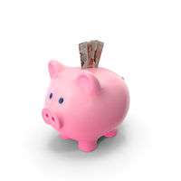 Pink Piggy Bank England 50 Pound Notes Folded Save PNG & PSD Images