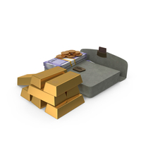 Brief Case Gold Biscuits Indian 100 Rupees Money Coins PNG & PSD Images