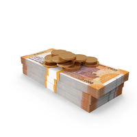 Gold Coins With Indian 200 Rupees Money Bill PNG & PSD Images