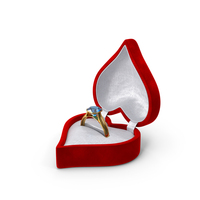 Blue Topaz Gold Ring In Heart Shaped Red Box PNG & PSD Images