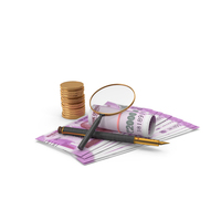 Indian 2000 Rupees Money Notes Currency Spread Bill Magnify Pen PNG & PSD Images