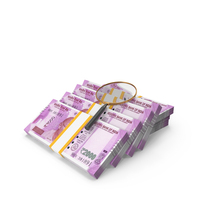 Indian 2000 Rupees Money Notes Magnify Glass Ground PNG & PSD Images