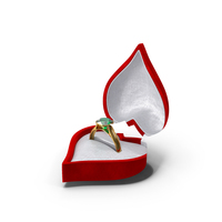 Emerald Gold Ring In Heart Shaped Red Box PNG & PSD Images