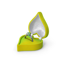 Emerald Silver Ring In Heart Shaped Green Box PNG & PSD Images