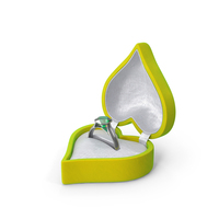 Emerald Silver Ring In Heart Shaped Green Box PNG & PSD Images