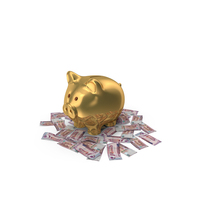 Circular Arranged Jordan 50 Dinars Notes Gold Piggy Bank Few PNG & PSD Images