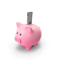 Pink Piggy Bank Save Jordan 50 Dinars Note PNG & PSD Images