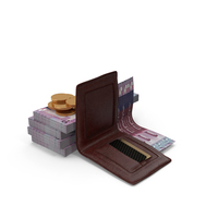 Wallet Open Jordan 50 Dinars Money Bills Gold Coins PNG & PSD Images