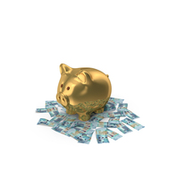 Circular Arranged Kuwait 10 Dinars Gold Piggy Bank Few PNG & PSD Images